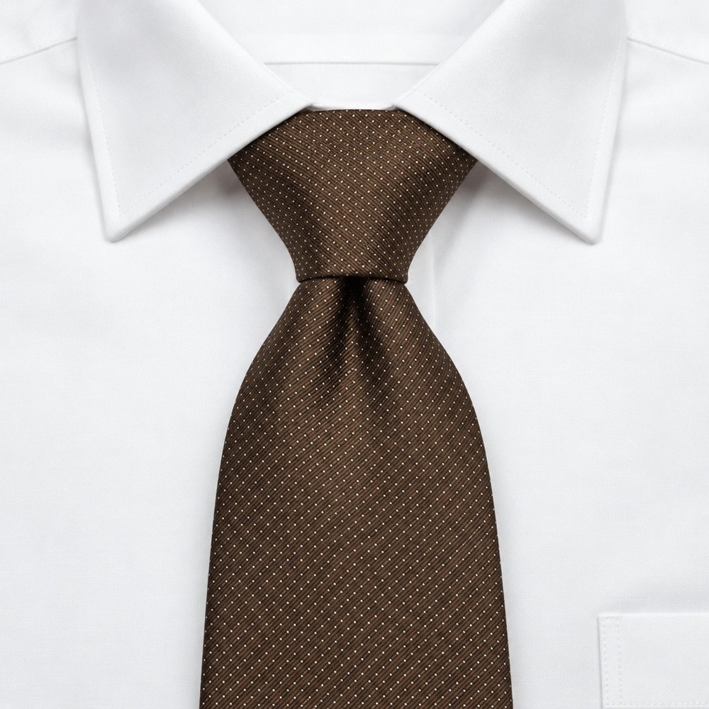 Burberry Silk Micro Dot Necktie Brown 3.5" Mens Classic England Luxury Old Money